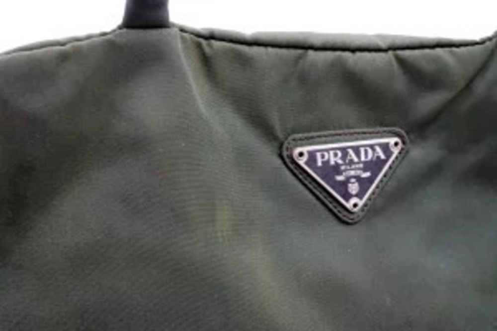 Prada Tote Triangle Plate Tessuto Khaki Green - Picture 6 of 9